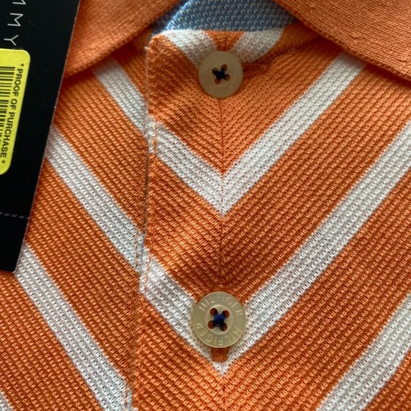 TOMMY HILFIGER POLO SHIRT XL ORANGE DIAGONAL STRIPE VERY UNIQUE SHIRT - Picture 4 of 16